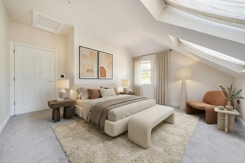 Second-floor bedroom with roof lights
